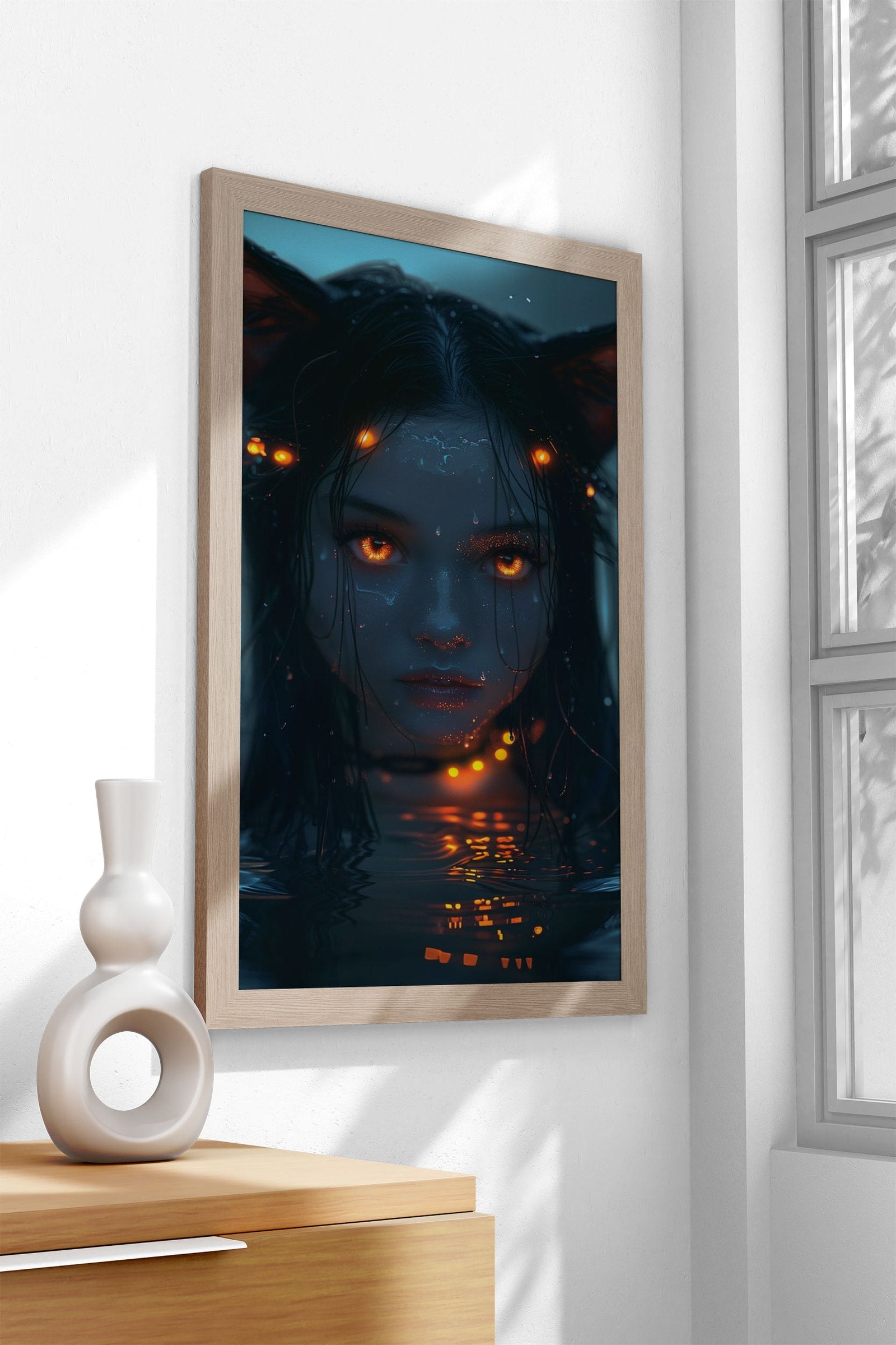 neon glow anime girl Asian Style Poster | Wall  Art for Home & Office | High-Quality Print - High-Quality Visual Display