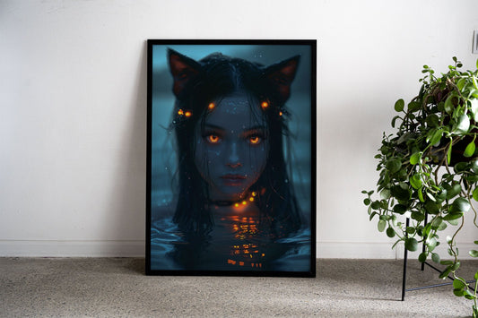 neon glow anime girl Asian Style Poster | Wall  Art for Home & Office | High-Quality Print - High-Quality Visual Display