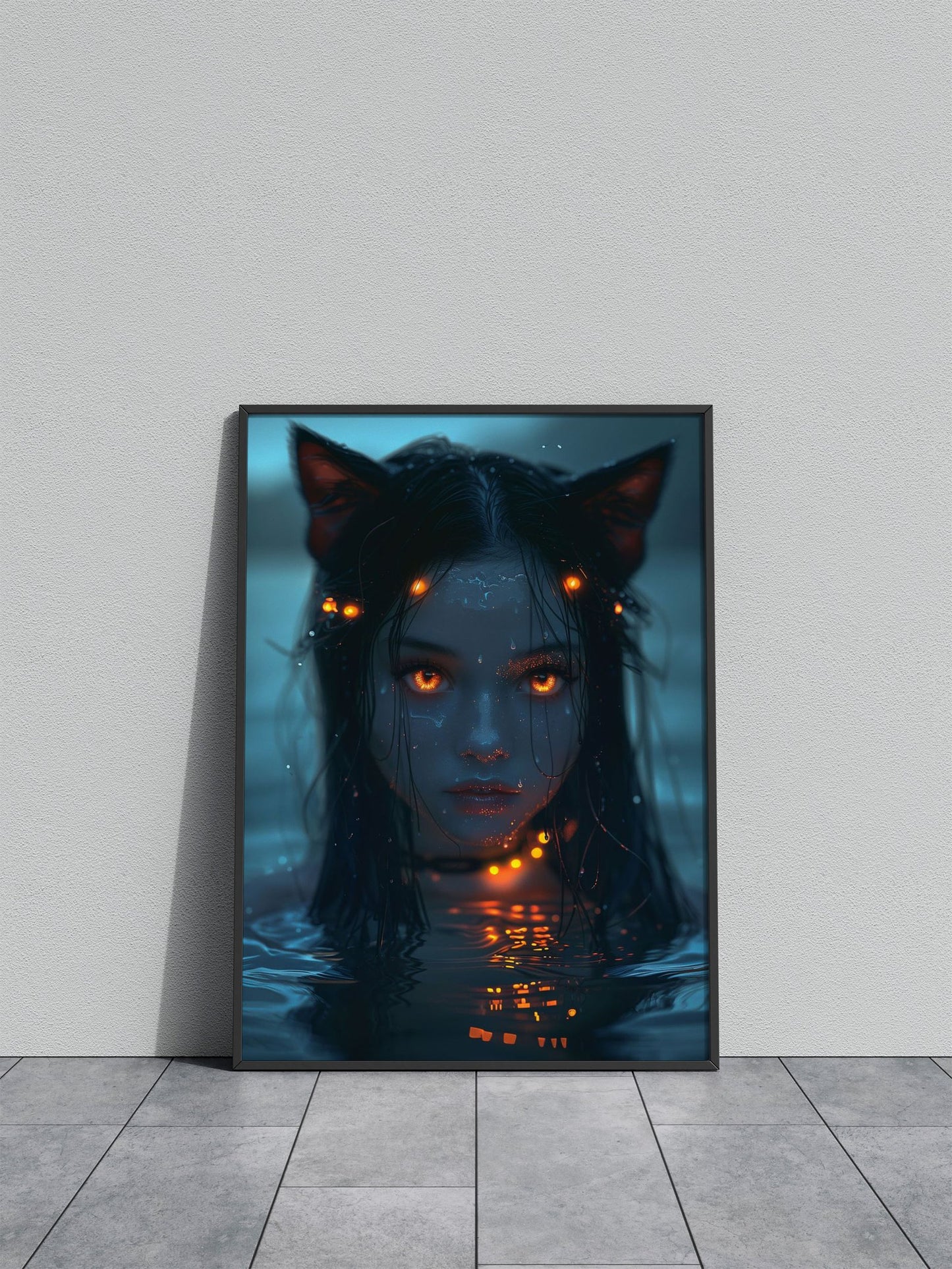 neon glow anime girl Asian Style Poster | Wall  Art for Home & Office | High-Quality Print - High-Quality Visual Display