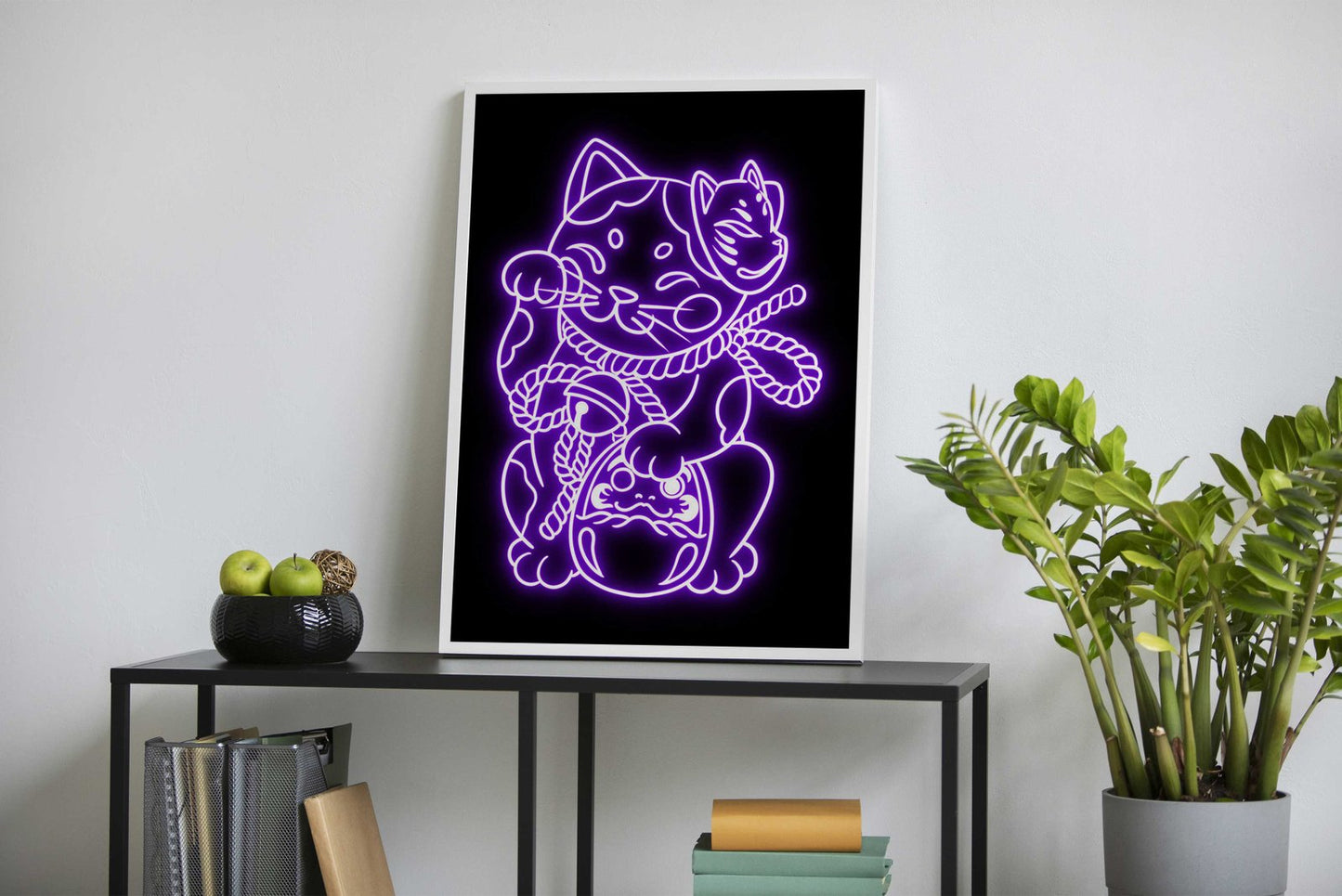 neon maneki neko cat Asian Style Poster | Wal l Art for Home & Office | High-Quality Print - High-Quality Visual Display