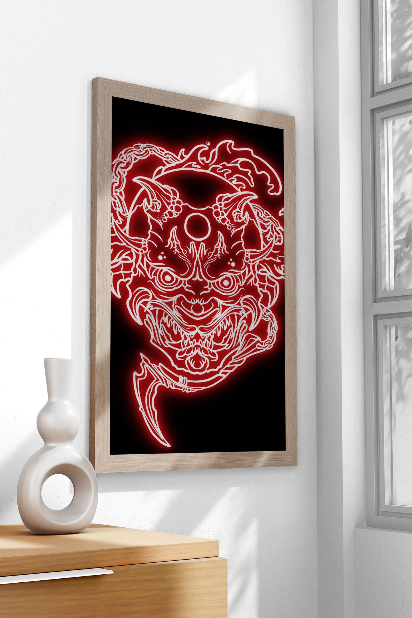 neon oni mask Asian Style Poster | Wall Art for  Home & Office | High-Quality Print - High-Quality Visual Display