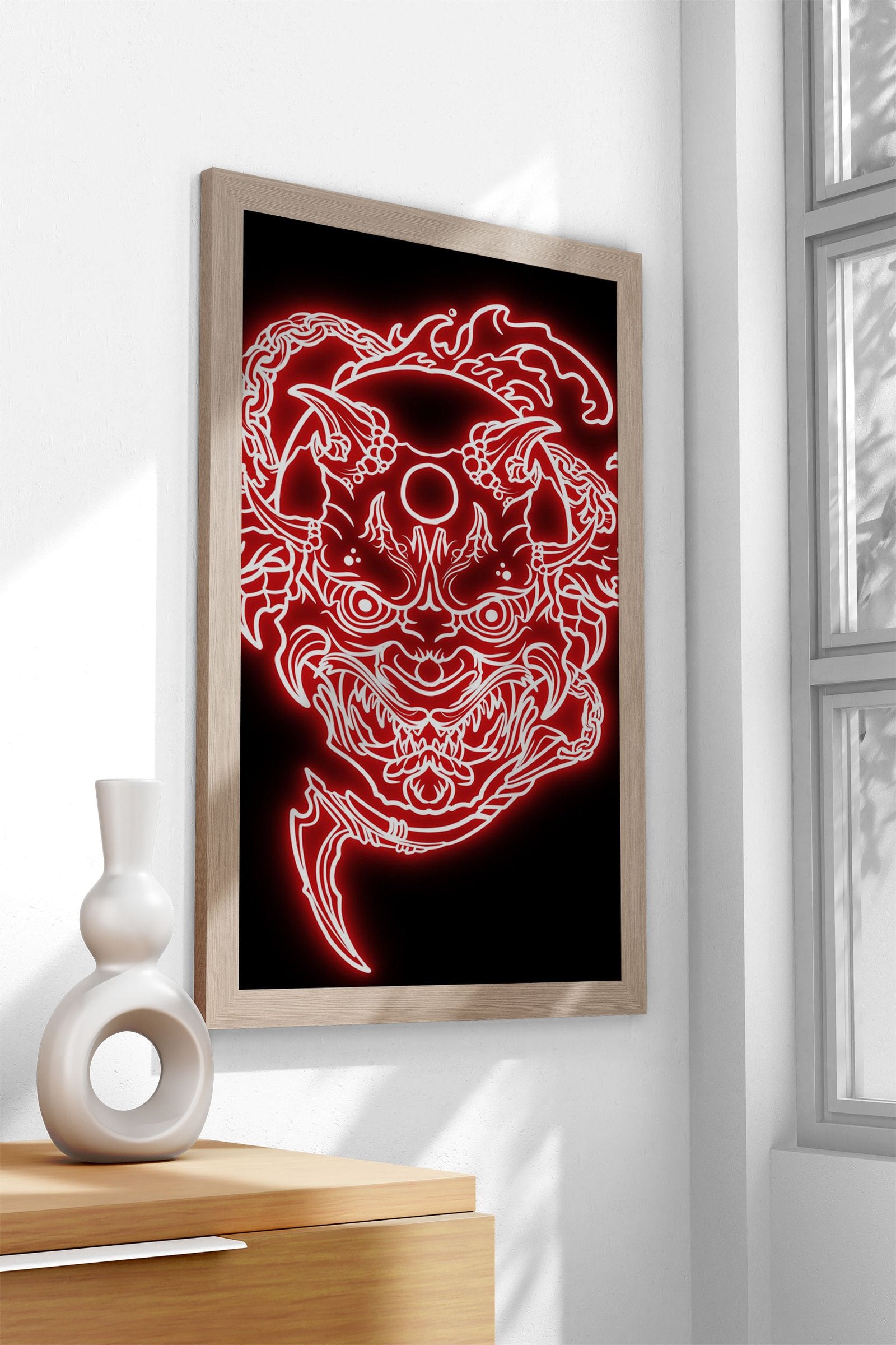 neon oni mask Asian Style Poster | Wall Art for  Home & Office | High-Quality Print - High-Quality Visual Display
