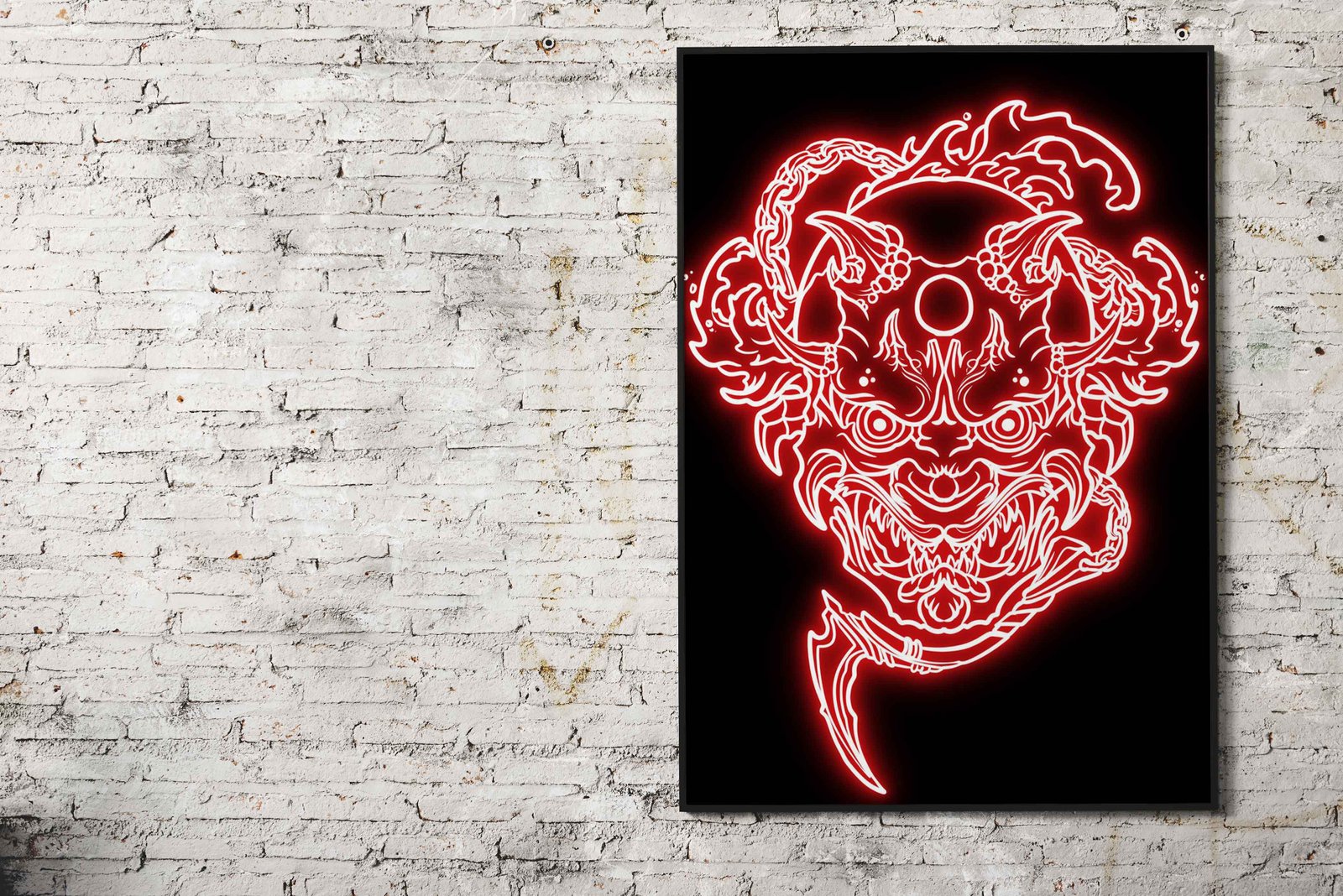 neon oni mask Asian Style Poster | Wall Art for  Home & Office | High-Quality Print - High-Quality Visual Display