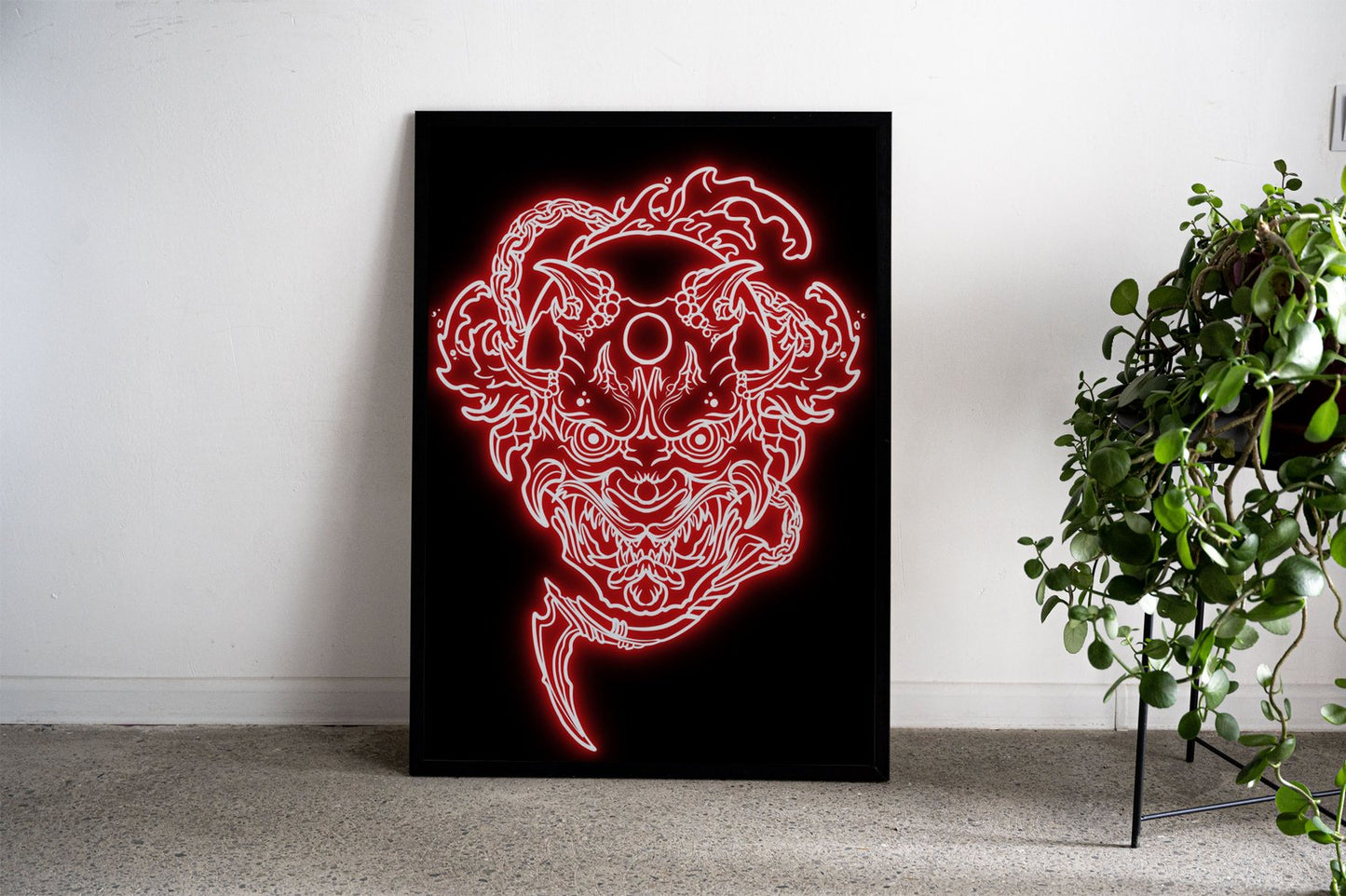 neon oni mask Asian Style Poster | Wall Art for  Home & Office | High-Quality Print - High-Quality Visual Display