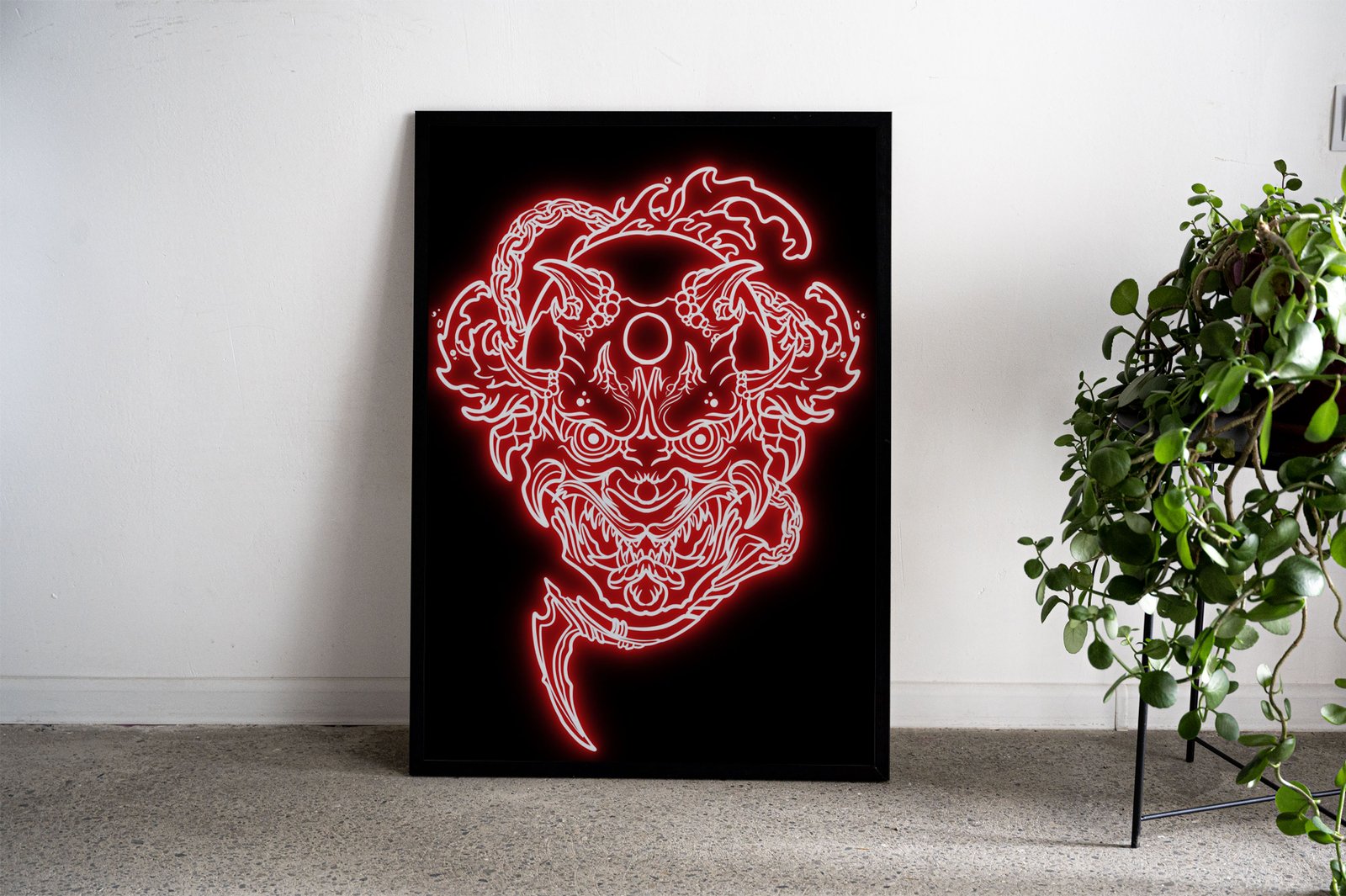 neon oni mask Asian Style Poster | Wall Art for  Home & Office | High-Quality Print - High-Quality Visual Display