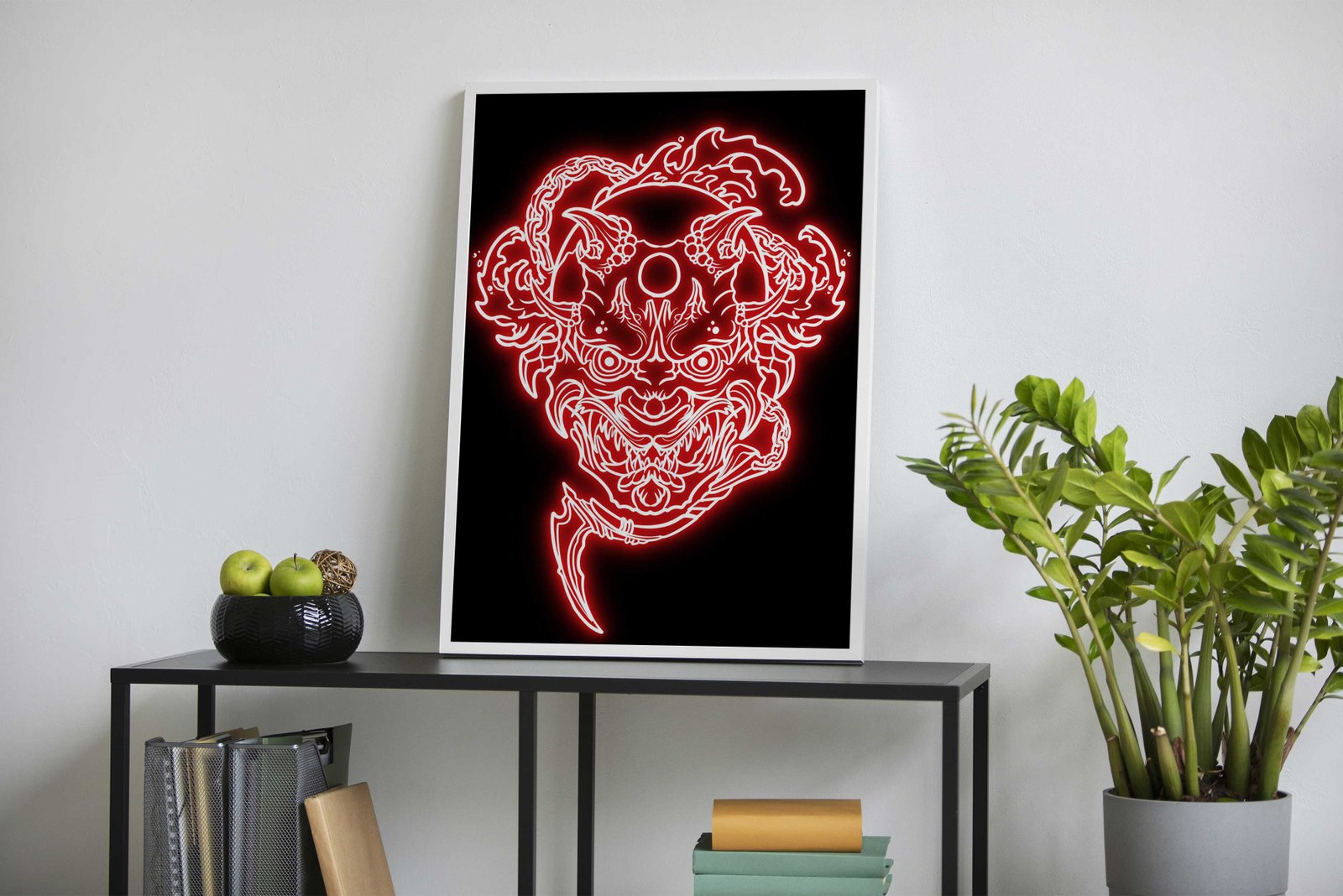 neon oni mask Asian Style Poster | Wall Art for  Home & Office | High-Quality Print - High-Quality Visual Display