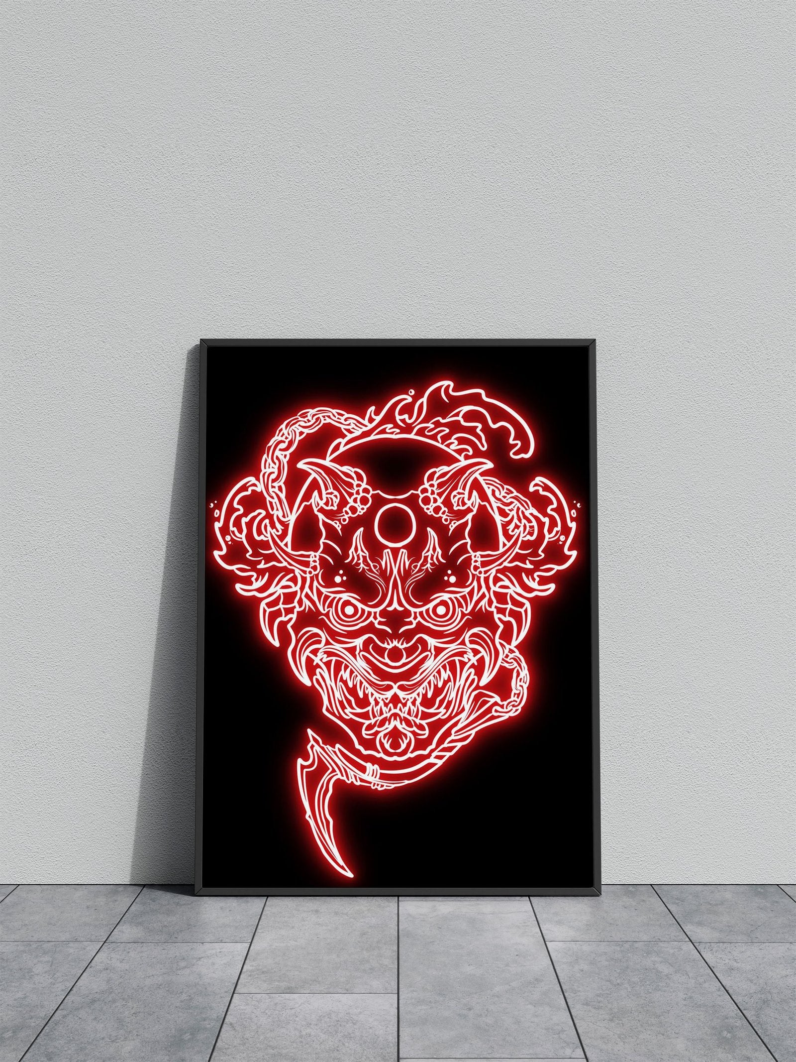 neon oni mask Asian Style Poster | Wall Art for  Home & Office | High-Quality Print - High-Quality Visual Display