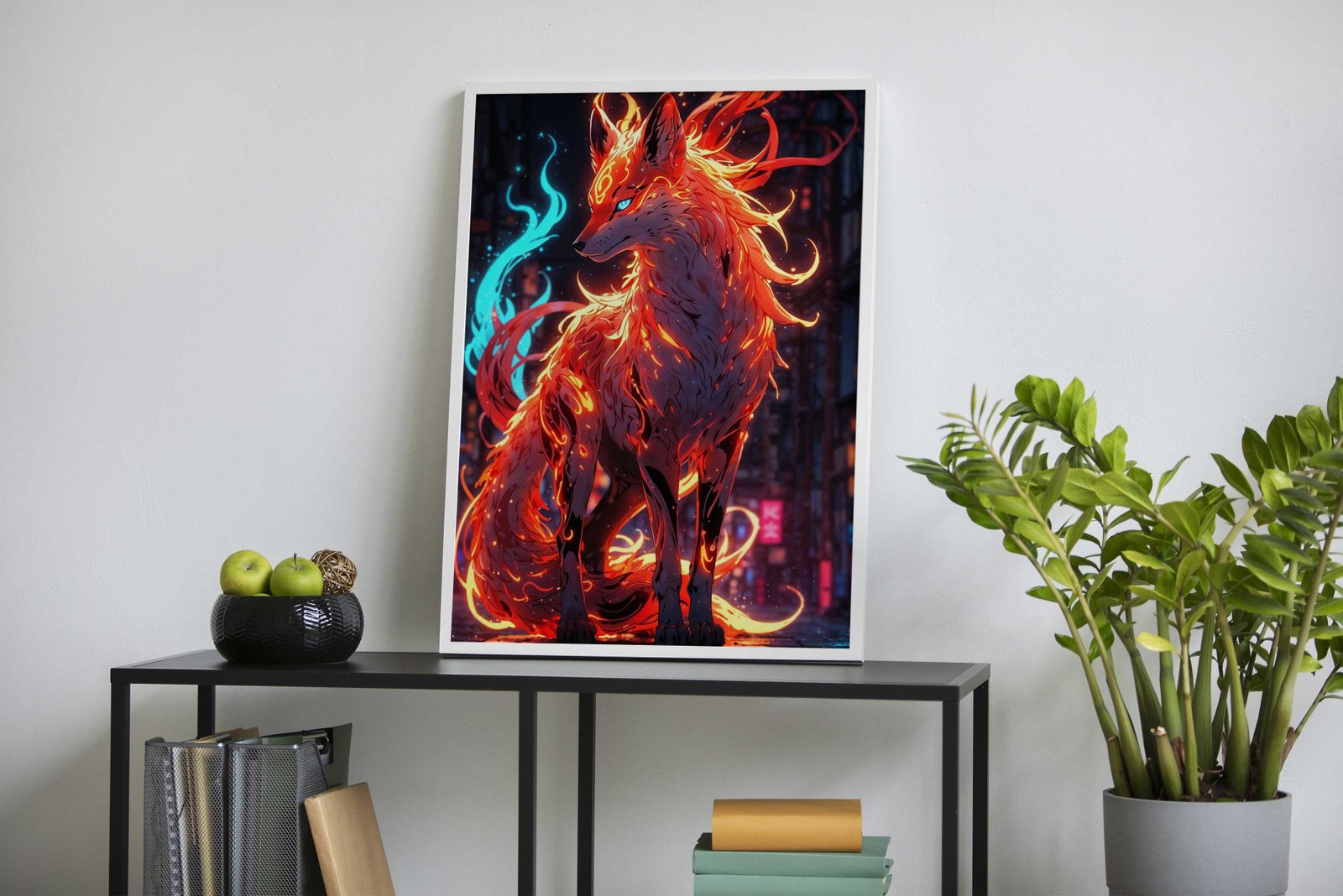 nice tails fox neon Asian Style Poster | Wall Art  for Home & Office | High-Quality Print - High-Quality Visual Display