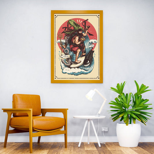 Ninja moonlight Asian Style Poster | Wall Art fo r Home & Office | High-Quality Print - High-Quality Premium Wall Art Decor Sticker