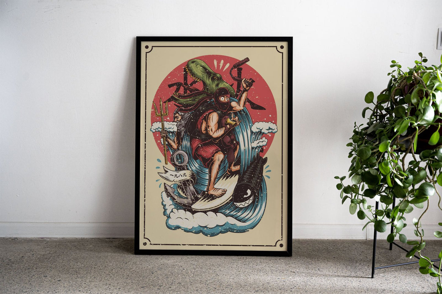 Ninja moonlight Asian Style Poster | Wall Art fo r Home & Office | High-Quality Print - High-Quality Premium Wall Art Decor Sticker