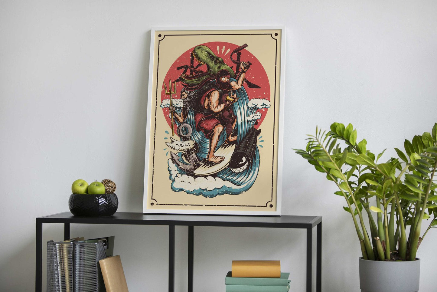 Ninja moonlight Asian Style Poster | Wall Art fo r Home & Office | High-Quality Print - High-Quality Premium Wall Art Decor Sticker