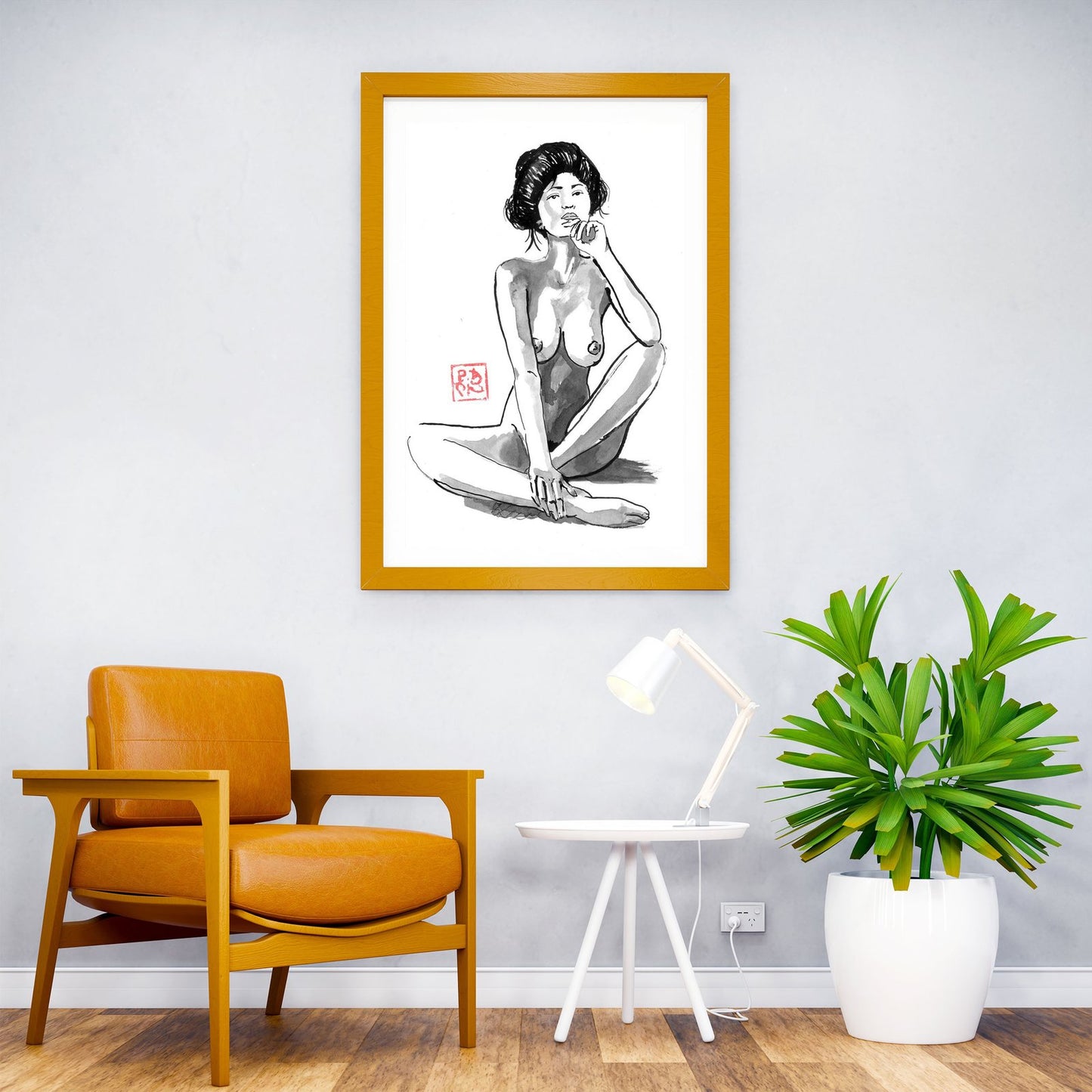nude and thinking Asian Style Poster | Wall Art for Home & Office | High-Quality Print