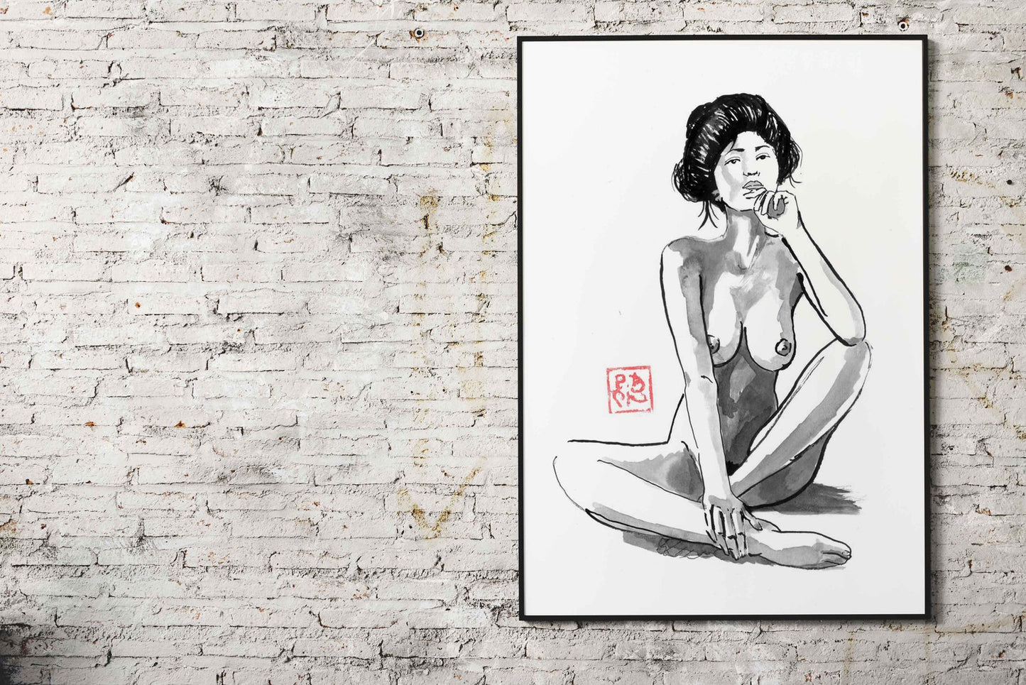 nude and thinking Asian Style Poster | Wall Art for Home & Office | High-Quality Print
