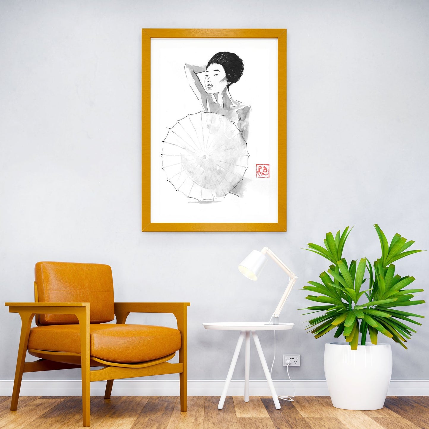 nude dehind umbrella Asian Style Poster | Wall  Art for Home & Office | High-Quality Print