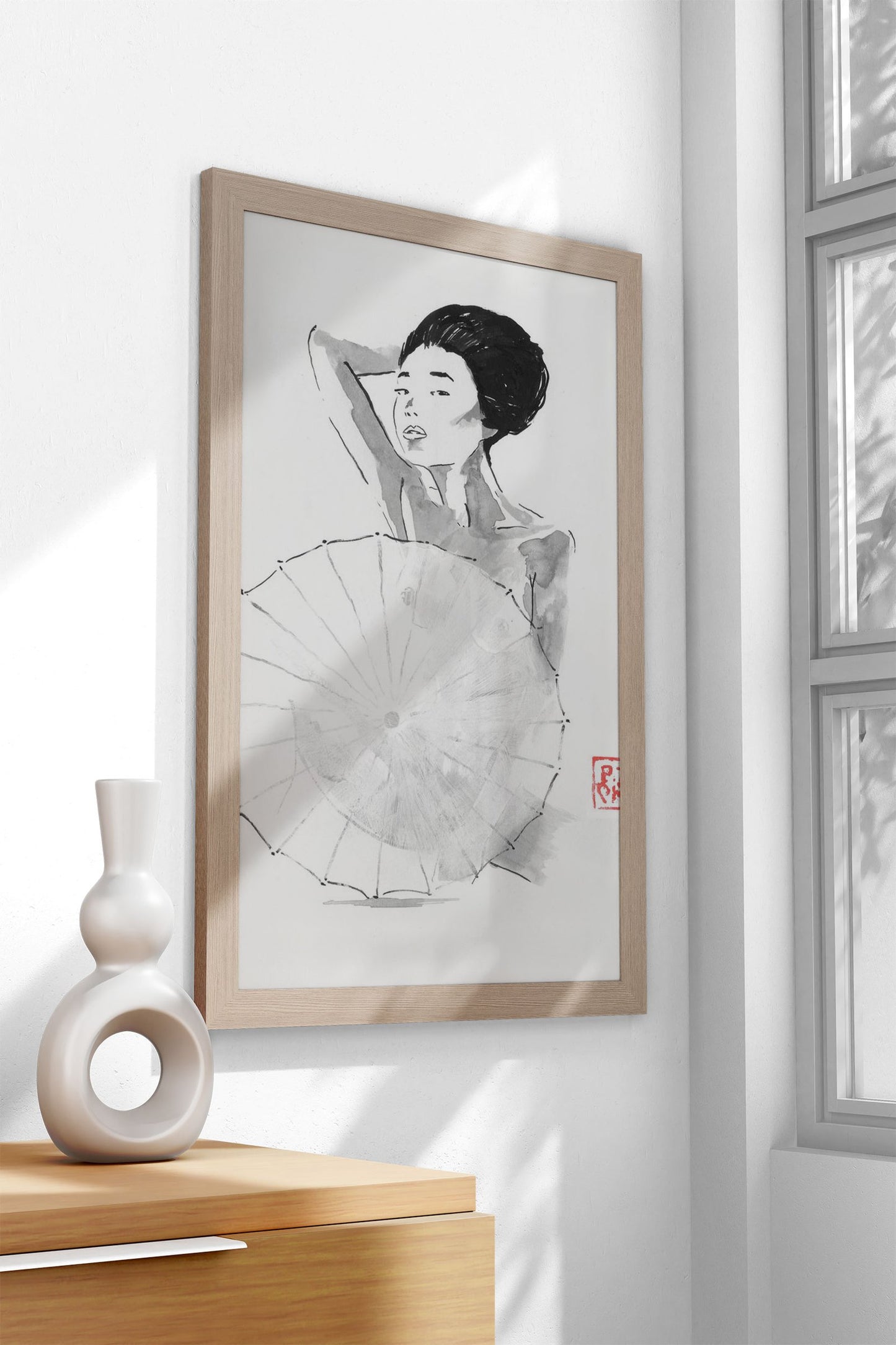 nude dehind umbrella Asian Style Poster | Wall  Art for Home & Office | High-Quality Print