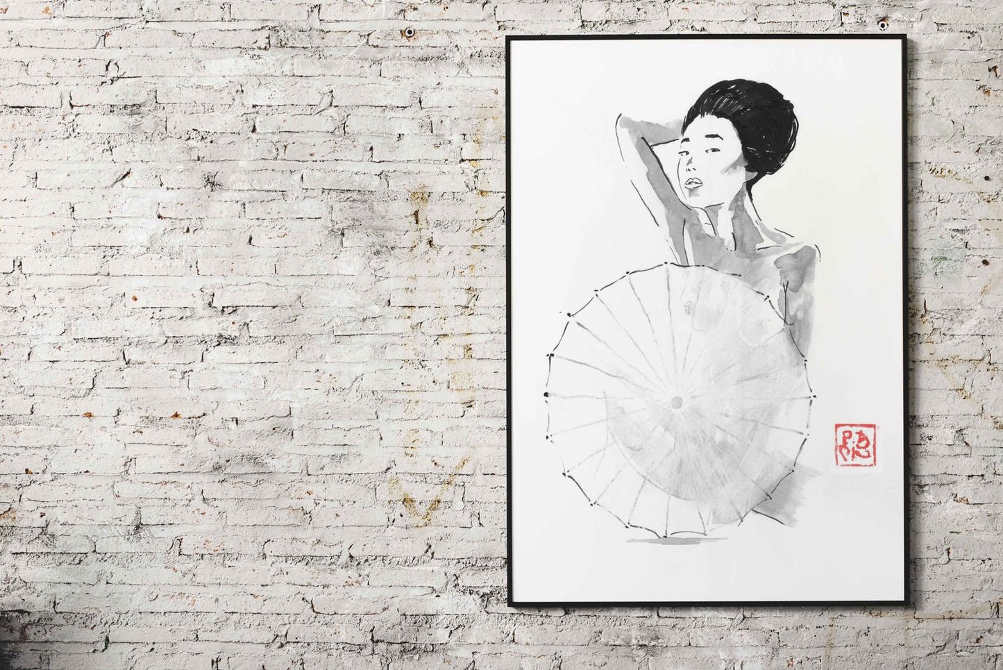 nude dehind umbrella Asian Style Poster | Wall  Art for Home & Office | High-Quality Print