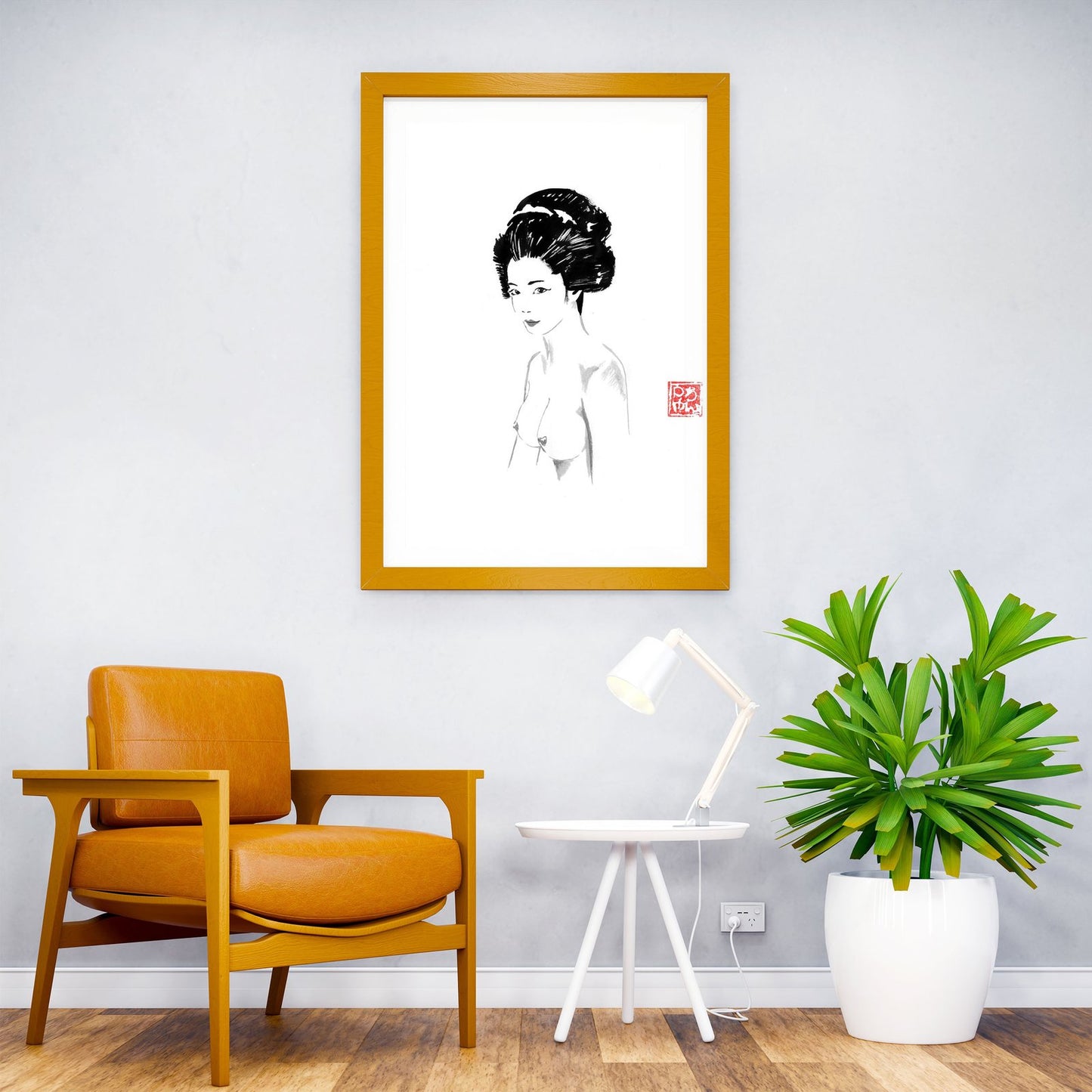 nude geisha simple Asian Style Poster | Wall Art for Home & Office | High-Quality Print - High-Quality Premium Wall Art Decor Sticker