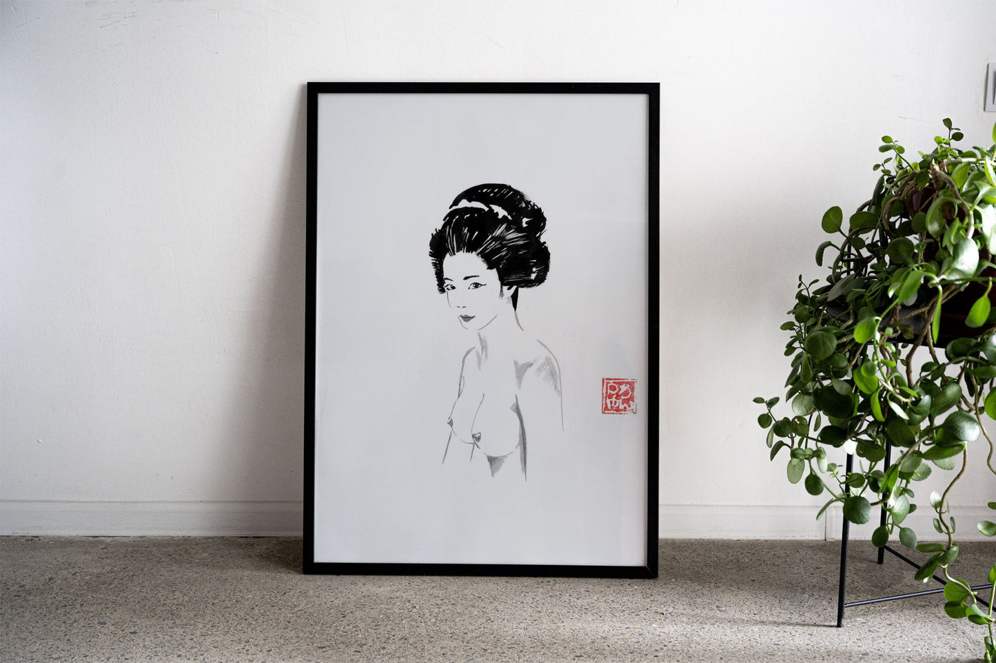 nude geisha simple Asian Style Poster | Wall Art for Home & Office | High-Quality Print - High-Quality Premium Wall Art Decor Sticker
