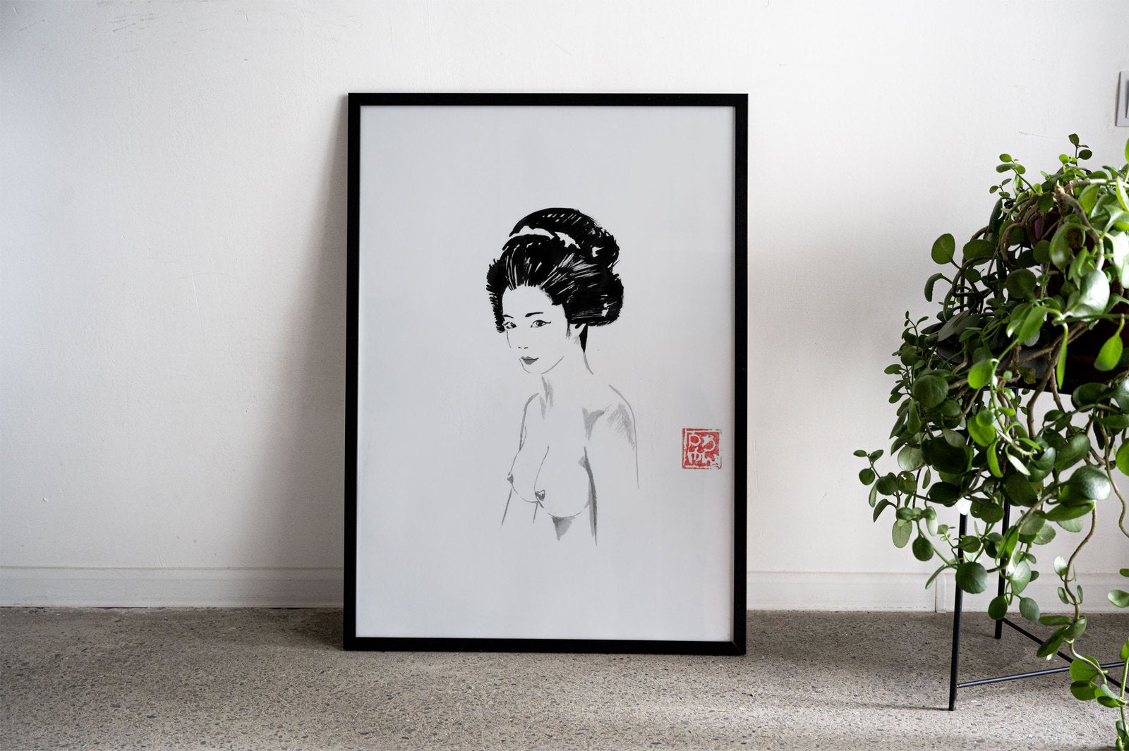 nude geisha simple Asian Style Poster | Wall Art for Home & Office | High-Quality Print - High-Quality Premium Wall Art Decor Sticker