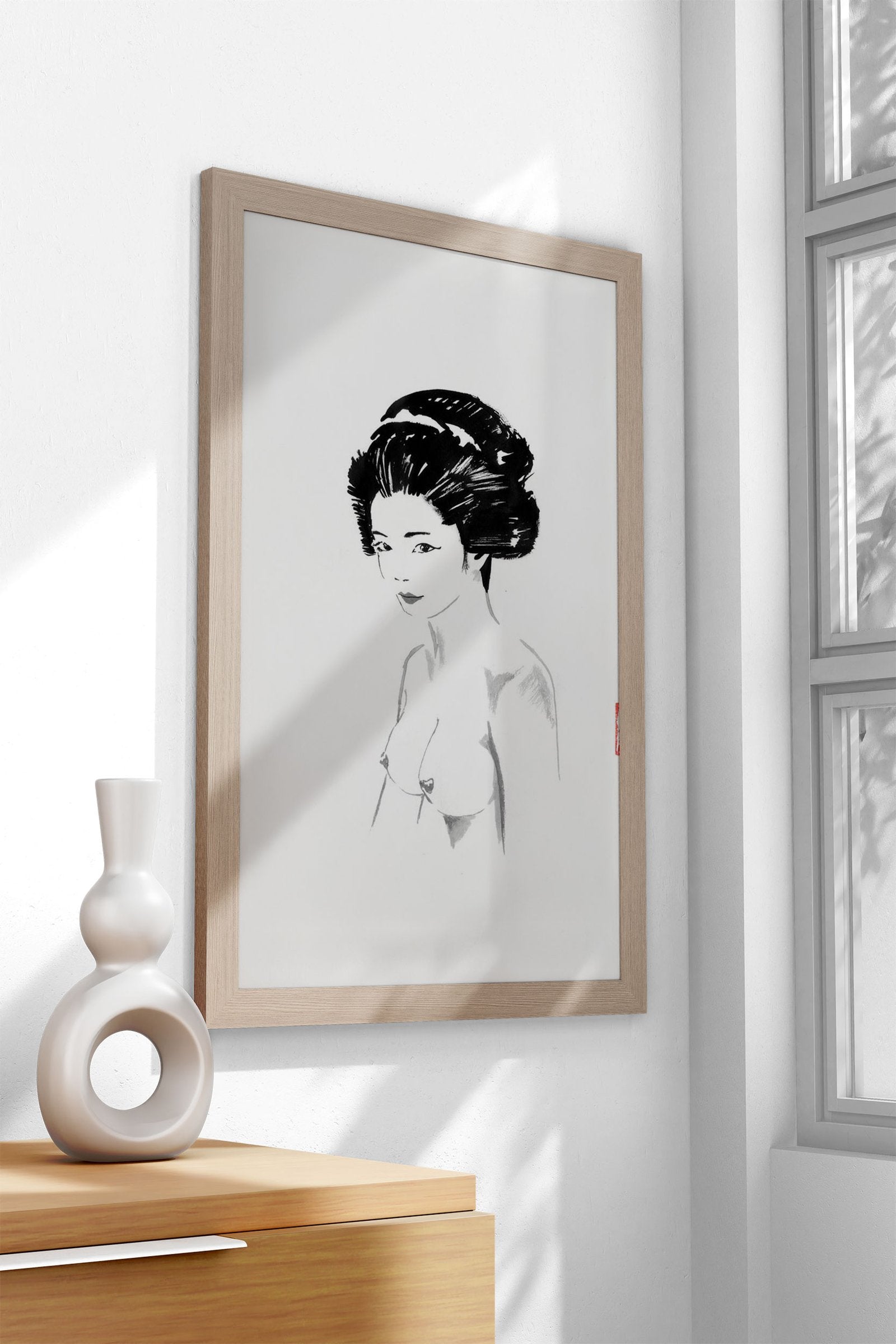 nude geisha simple Asian Style Poster | Wall Art for Home & Office | High-Quality Print - High-Quality Premium Wall Art Decor Sticker
