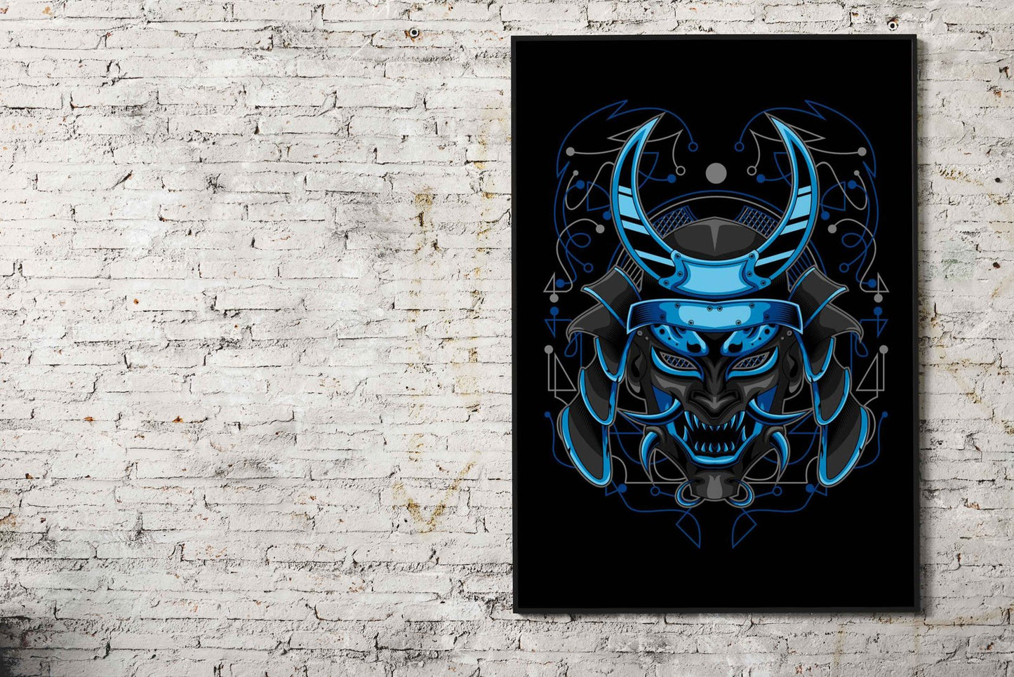 Oni Mask Tattoos Asian Style Poster | Wall Art  for Home & Office | High-Quality Print