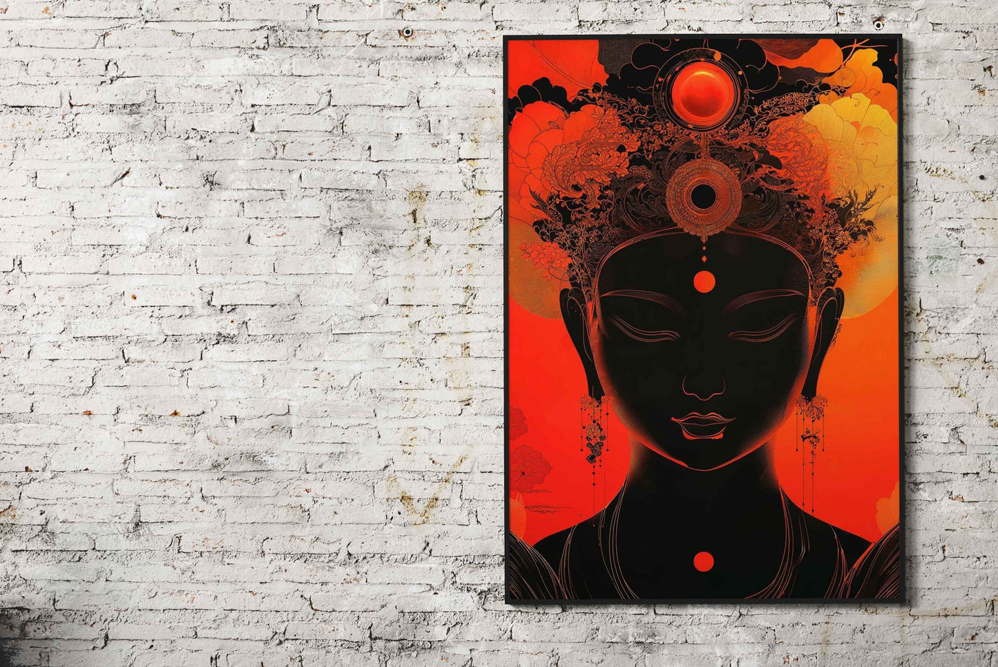 orange and black buddha Asian Style Poster |  Wall Art for Home & Office | High-Quality Print