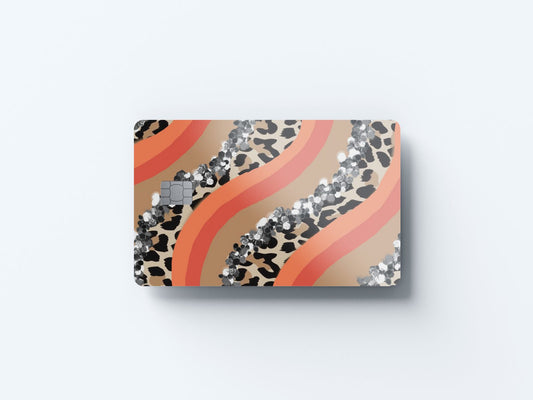 Watercolor orange cheetah glitter design | credit card sticker | small chip | credit card skin for nursery and home wall decor.