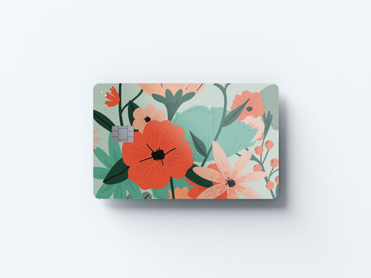 Watercolor orange floral design | credit card sticker | small chip | credit card skin for nursery and home wall decor.