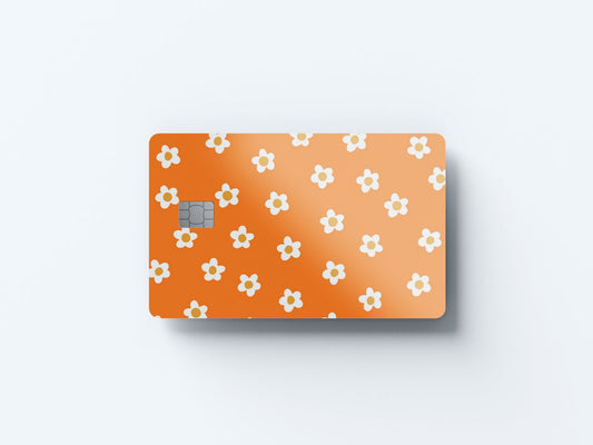 Watercolor orange flowers design | credit card sticker | small chip | credit card skin for nursery and home wall decor.
