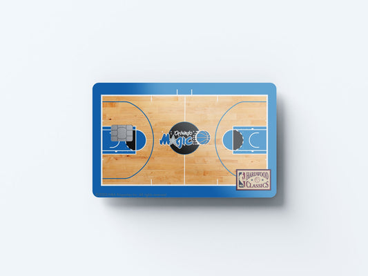Watercolor orlando magic retro courtside hardwood classics design | credit card sticker | small chip | credit card skin for nursery and home wall decor.