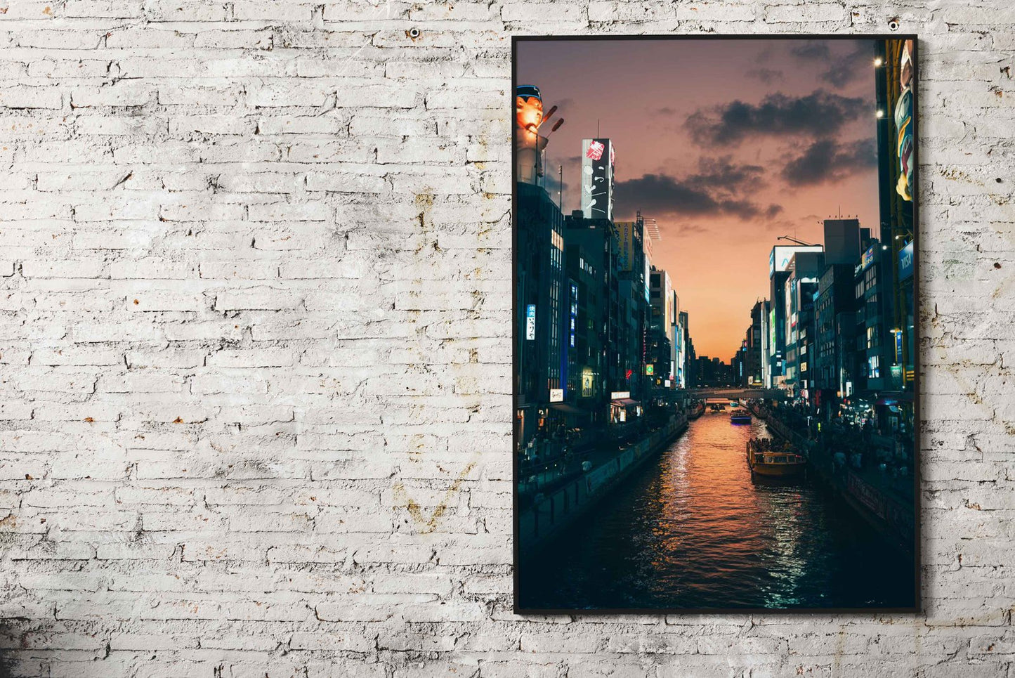 osaka Japanese City Canal at Dusk Asian Styl e Poster | Wall Art for Home & Office | High-Quality Print