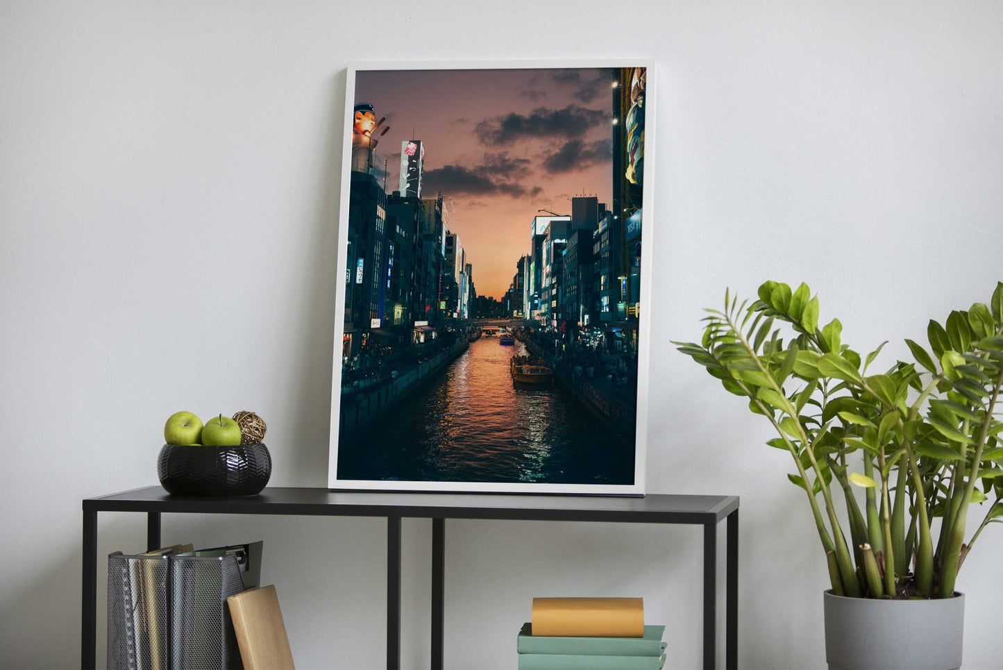 osaka Japanese City Canal at Dusk Asian Styl e Poster | Wall Art for Home & Office | High-Quality Print
