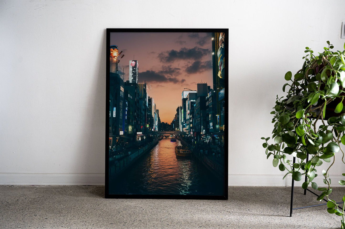 osaka Japanese City Canal at Dusk Asian Styl e Poster | Wall Art for Home & Office | High-Quality Print