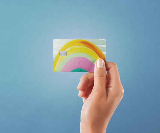 Watercolor over the rainbow design | credit card sticker | small chip | credit card skin for nursery and home wall decor.