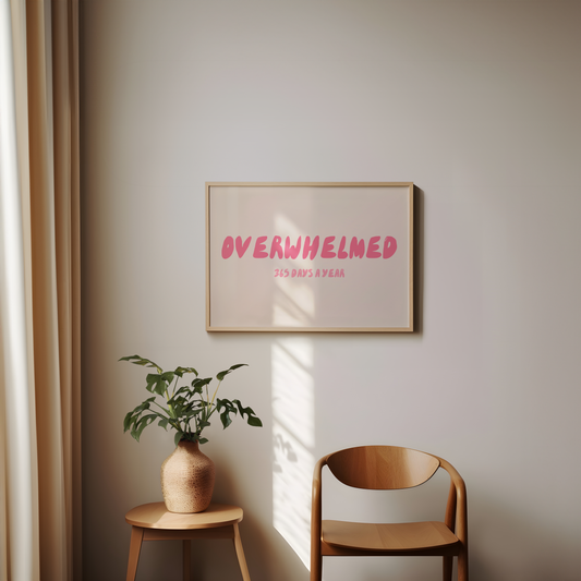 Overwhelmed 365 Days A Year | Watermelon and Cream | Landscape | Art Print - High-Quality Premium Wall Art Decor Sticker