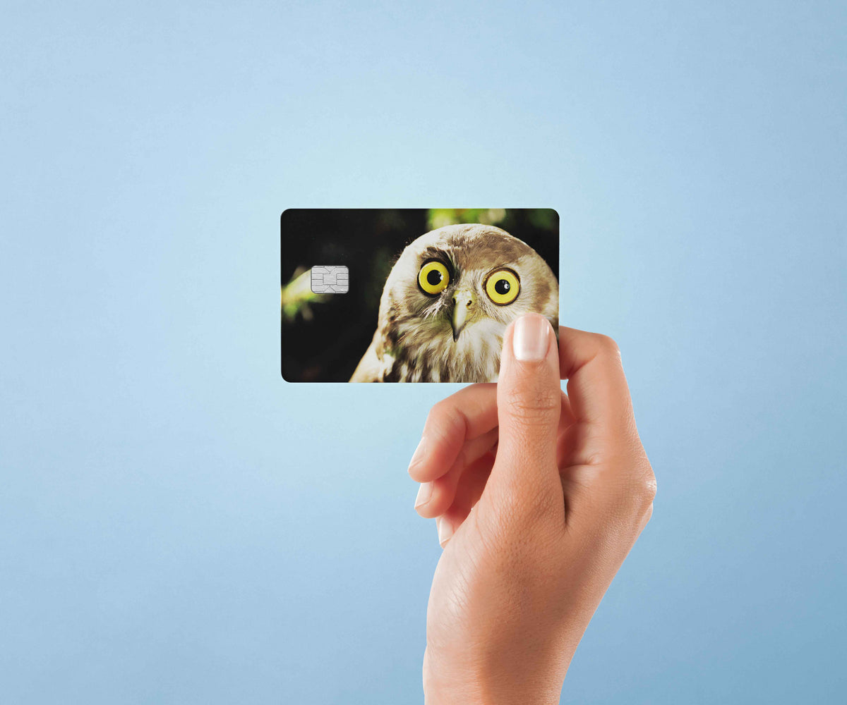 Owl Surprised - Premium Vinyl Credit Card Skin Cover by Wonderwallsboutique