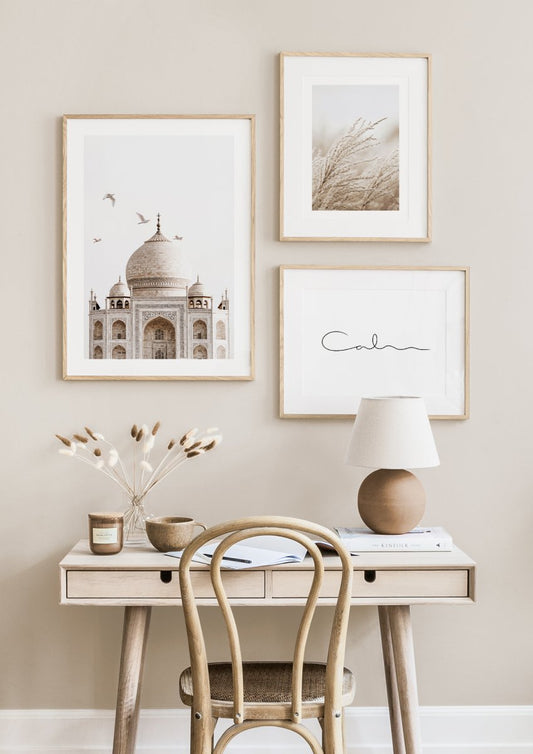 Watercolor taj mahal poster for nursery and home wall decor.
