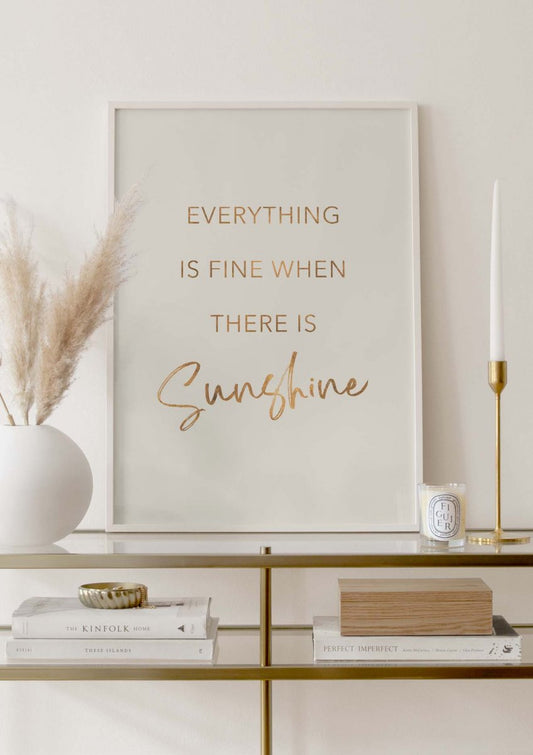 Watercolor golden sunshine poster for nursery and home wall decor.