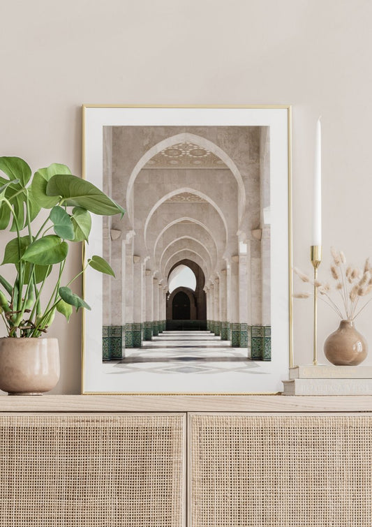 Watercolor marrakech arches poster for nursery and home wall decor.