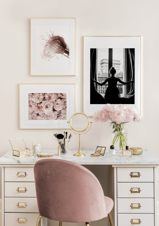 Watercolor makeup brush poster for nursery and home wall decor.
