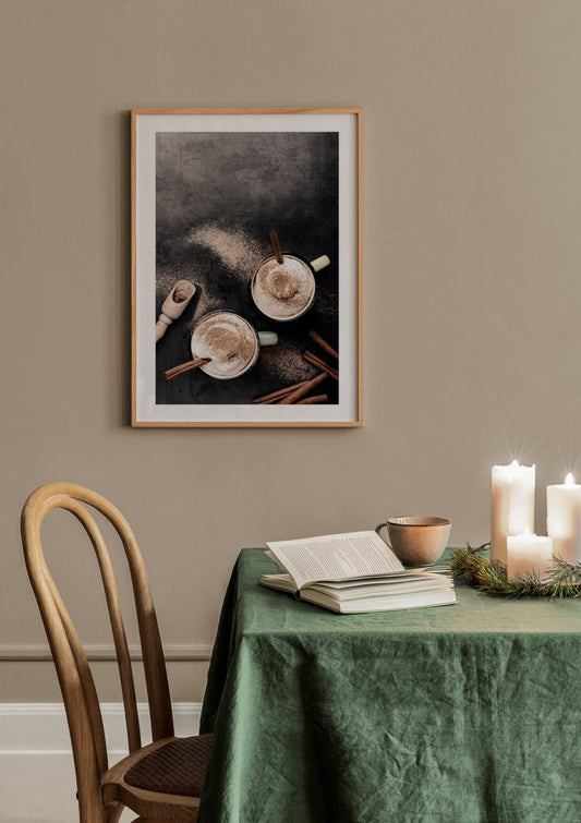 Watercolor lattes poster for nursery and home wall decor.