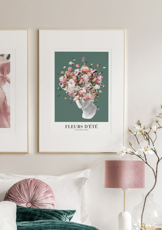 Watercolor flower statue no2 poster for nursery and home wall decor.