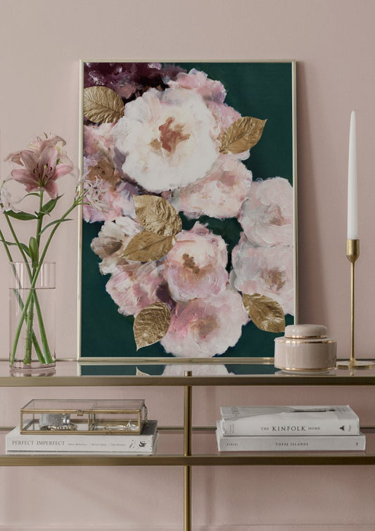 Watercolor flower art poster for nursery and home wall decor.