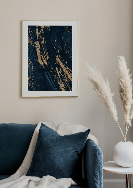 Watercolor golden acrylic poster for nursery and home wall decor.