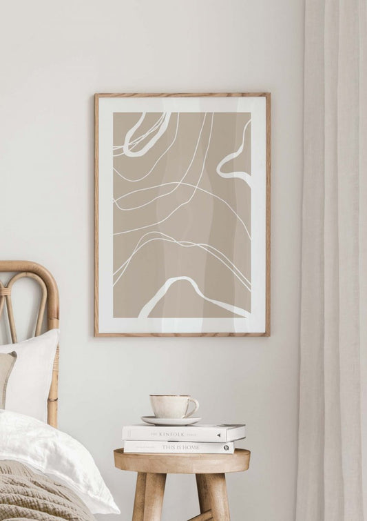 Watercolor white lines poster for nursery and home wall decor.