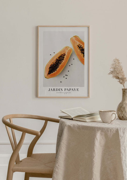 Watercolor jardin papaye poster for nursery and home wall decor.