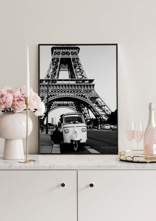 Watercolor paris street poster for nursery and home wall decor.