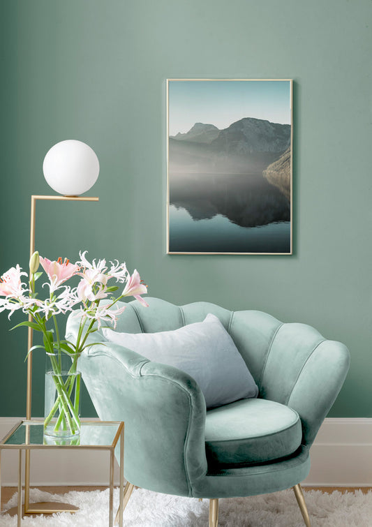 Watercolor hallstatt no2 poster for nursery and home wall decor.