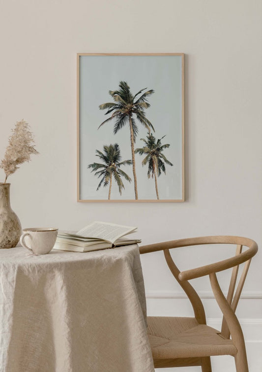 Watercolor palm sky poster for nursery and home wall decor.