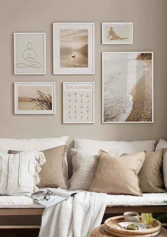 Watercolor calm shoreline poster for nursery and home wall decor.